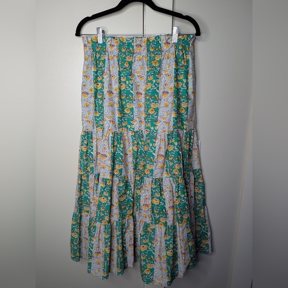 Rhode x Target maxi tiered skirt green and yellow sz M - Picture 3 of 6